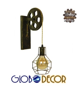 GLOBOSTAR® RYDON 01659 Vintage Φωτιστικό Τοίχου - Απλίκα με Ντουί 1 x E27 AC 220-240V IP20 - Μπρούτζινο Εφέ Σκουριάς - Μ15 x Π24 x Υ70cm
